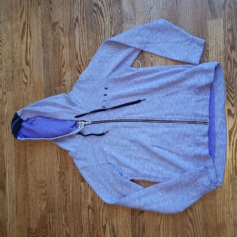 (S) PINK Victoria's Secret Heathered Cotton Blend Zip Up Hoodie Cozy Loungewear